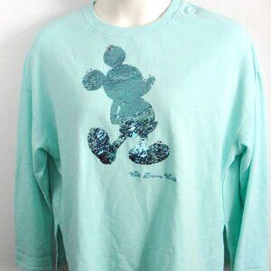 Disney Parks Walt Disney Mickey Pullover Sweatshirt Sequin Design Women's Size L